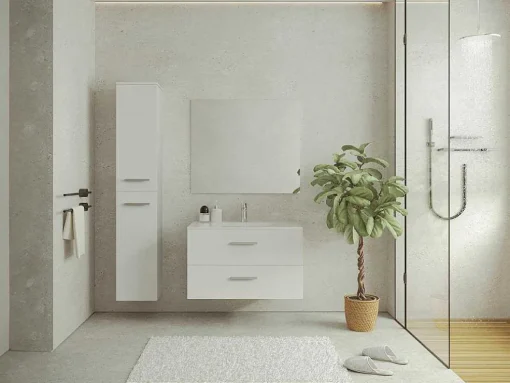 Hangende Badkamerkolom - 6 Planken - Wit - L30 X D25 X H160 Cm - Kayla