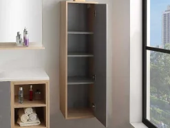 Hangende Badkamerkolom - Licht Naturelkleurig En Grijs - L35 X B30 X H120 Cm - Jasmine