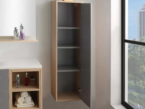 Hangende Badkamerkolom - Licht Naturelkleurig En Grijs - L35 X B30 X H120 Cm - Jasmine