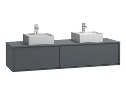 Hangende Badkamermeubel In Antracietgrijze Kleur Met Dubbele Wastafel - L150 Cm - Isaure Ii