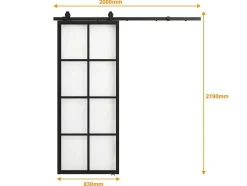 Hangende Schuifdeur H205 X L83 Cm Van Aluminium En Transparant Gehard Glas Wilden