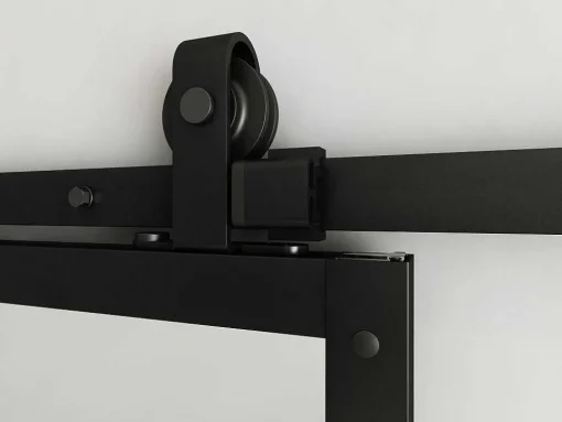 Hangende Schuifdeur H205 X L83 Cm Van Aluminium En Transparant Gehard Glas Wilden