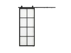 Hangende Schuifdeur H205 X L83 Cm Van Aluminium En Transparant Gehard Glas Wilden