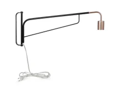 Hangende Wandlamp Van Gebogen Metaal - L65 X D10 X H25 Cm - Zwart En Koperkleurig - Colwood