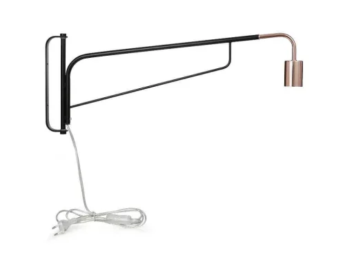 Hangende Wandlamp Van Gebogen Metaal - L65 X D10 X H25 Cm - Zwart En Koperkleurig - Colwood