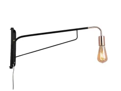 Hangende Wandlamp Van Gebogen Metaal - L65 X D10 X H25 Cm - Zwart En Koperkleurig - Colwood
