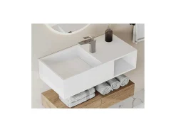 Hangende Wastafel Met Nis - Wit - L80 X B40 X H20 Cm - Goyoko