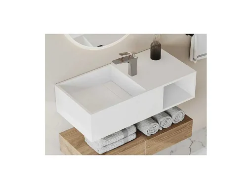 Hangende Wastafel Met Nis - Wit - L80 X B40 X H20 Cm - Goyoko