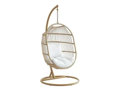 Hangfauteuil Van Gevlochten Hars En Touw - Licht Naturel Met Wit Kussen - Lucera Van Mylia