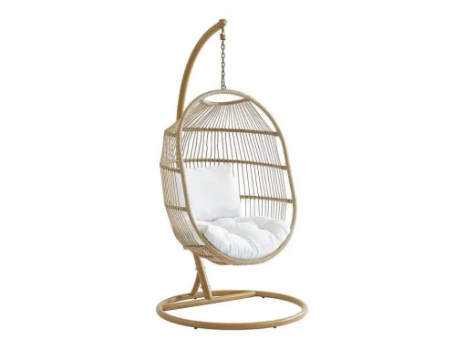 Hangfauteuil Van Gevlochten Hars En Touw - Licht Naturel Met Wit Kussen - Lucera Van Mylia
