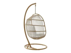 Hangfauteuil Van Gevlochten Hars En Touw - Licht Naturel Met Wit Kussen - Lucera Van Mylia