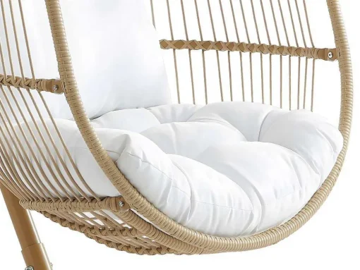 Hangfauteuil Van Gevlochten Hars En Touw - Licht Naturel Met Wit Kussen - Lucera Van Mylia