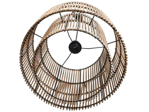 Hanglamp Etnische Stijl Van Bamboe En Zwart Metaal - D 40 X H 120 Cm - Parana