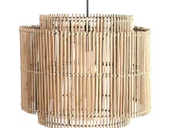 Hanglamp Etnische Stijl Van Bamboe En Zwart Metaal - D 40 X H 120 Cm - Parana