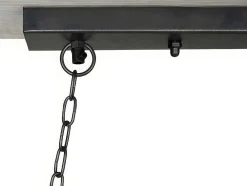 Hanglamp In Industriele Stijl Olius - Hout En Metaal - 4 Lampen - H31 X L100 Cm - Naturel En Zwart