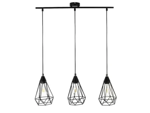 Hanglamp Met 3 Peertjes Scandinavische Stijl Euripide - Metaal - 68 X 16,5 X 132 Cm - Zwart