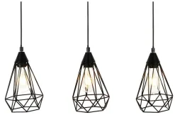 Hanglamp Met 3 Peertjes Scandinavische Stijl Euripide - Metaal - 68 X 16,5 X 132 Cm - Zwart