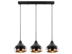 Hanglamp Met Verstelbare Hoogte Yildo - 3 Kappen - L67 X H25/111 Cm - Zwart En Koperkleurig