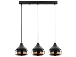 Hanglamp Met Verstelbare Hoogte Yildo - 3 Kappen - L67 X H25/111 Cm - Zwart En Koperkleurig