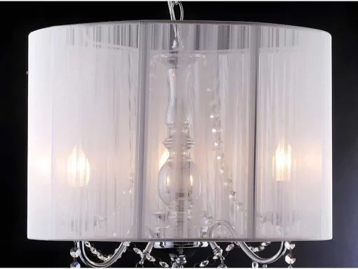 Hanglamp Toscani Van Witte Draden - H 100Cm - Passementstrookje Van Kristal
