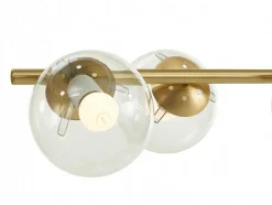 Hanglamp Van Geborsteld Messing En 6 Glazen Bollen - B128 Cm - Yukon
