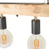 Hanglamp Van Hout Julbo Met 5 Lampen In Industriele Stijl - Hout En Metaal - H17,5 X L100 Cm - Naturel En Zwart