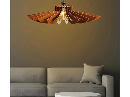Hanglamp Van Mdf - D. 68 Cm X H. 50 Cm - Walnootkleur - Farita