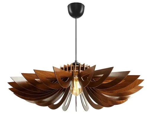 Hanglamp Van Mdf - D. 68 Cm X H. 50 Cm - Walnootkleur - Farita