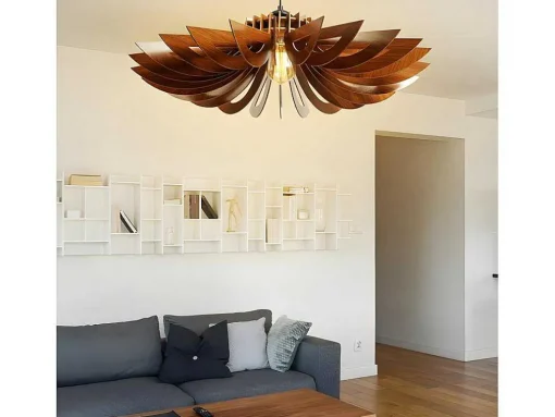 Hanglamp Van Mdf - D. 68 Cm X H. 50 Cm - Walnootkleur - Farita