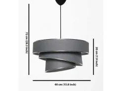 Hanglamp Van Stof En Metaal Met Aanpasbare Hoogte - D40 X H30-70 Cm - Antraciet En Zilverkleurig - Tairon