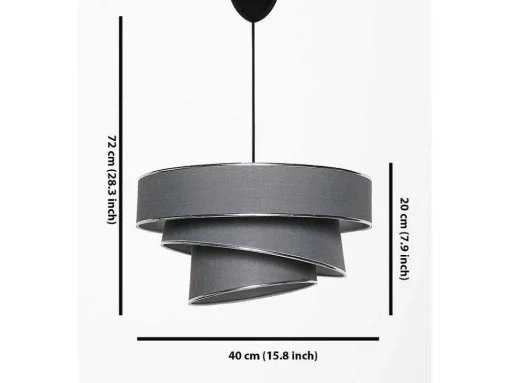 Hanglamp Van Stof En Metaal Met Aanpasbare Hoogte - D40 X H30-70 Cm - Antraciet En Zilverkleurig - Tairon