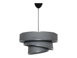 Hanglamp Van Stof En Metaal Met Aanpasbare Hoogte - D40 X H30-70 Cm - Antraciet En Zilverkleurig - Tairon