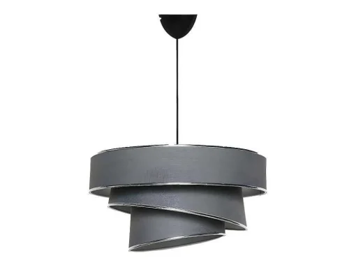 Hanglamp Van Stof En Metaal Met Aanpasbare Hoogte - D40 X H30-70 Cm - Antraciet En Zilverkleurig - Tairon
