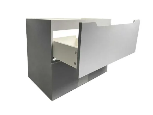Hangmeubel Enkele Wastafel Met Kolom - Grijs - 80 Cm - Stefanie
