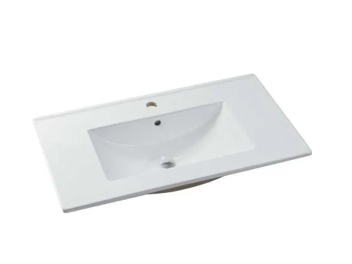 Hangmeubel Enkele Wastafel Met Kolom - Grijs - 80 Cm - Stefanie