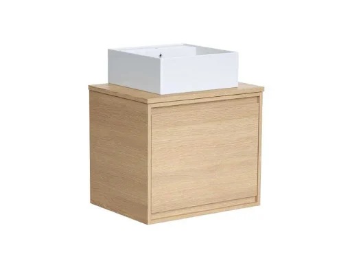 Hangmeubel Voor Badkamer Met Wastafel Om Erop Te Plaatsen - Eikenfineer - 60 Cm - Mesliva