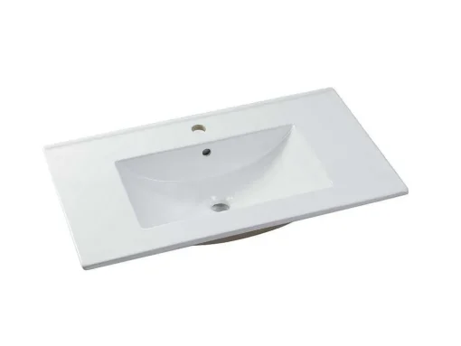 Hangmeubel Voor Badkamer Met Inbouwwastafel - Eikenfineer - 80 Cm - Mesliva
