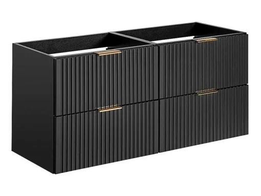 Hangmeubel Voor Badkamer Met Strepen Met Inbouwwastafel - Zwart - 120 Cm - Zevara