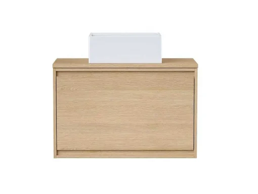 Hangmeubel Voor Badkamer Met Wastafel Om Erop Te Plaatsen - Eikenfineer - 80 Cm - Mesliva