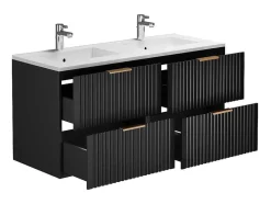 Hangmeubel Voor Badkamer Met Strepen Met Inbouwwastafel - Zwart - 120 Cm - Zevara