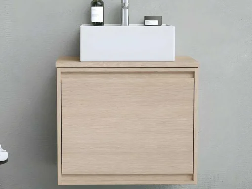 Hangmeubel Voor Badkamer Met Wastafel Om Erop Te Plaatsen - Eikenfineer - 60 Cm - Mesliva