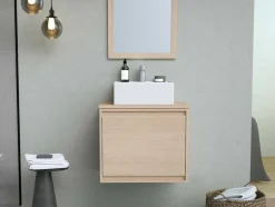 Hangmeubel Voor Badkamer Met Wastafel Om Erop Te Plaatsen - Eikenfineer - 60 Cm - Mesliva