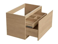 Hangmeubel Voor Badkamer Met Inbouwwastafel - Eikenfineer - 80 Cm - Mesliva