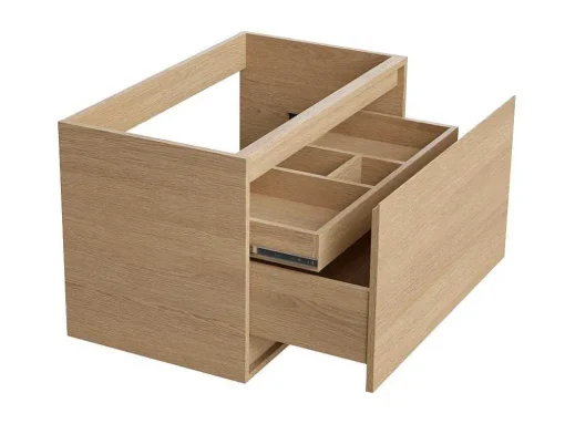 Hangmeubel Voor Badkamer Met Inbouwwastafel - Eikenfineer - 80 Cm - Mesliva