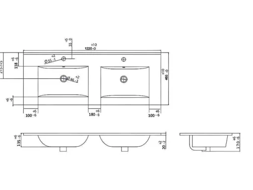 Hangmeubel Voor Badkamer Met Strepen Met Inbouwwastafel - Zwart - 120 Cm - Zevara