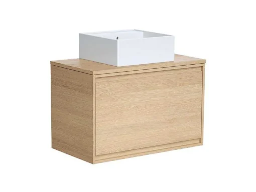 Hangmeubel Voor Badkamer Met Wastafel Om Erop Te Plaatsen - Eikenfineer - 80 Cm - Mesliva