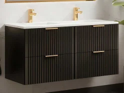 Hangmeubel Voor Badkamer Met Strepen Met Inbouwwastafel - Zwart - 120 Cm - Zevara