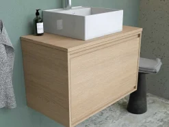 Hangmeubel Voor Badkamer Met Wastafel Om Erop Te Plaatsen - Eikenfineer - 80 Cm - Mesliva