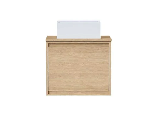 Hangmeubel Voor Badkamer Met Wastafel Om Erop Te Plaatsen - Eikenfineer - 60 Cm - Mesliva