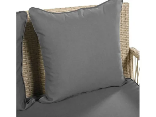 Hangstoel In Geweven Hars - Tuinschommel - 2 Plaatsen - Met Kussens - Beige & Grijs